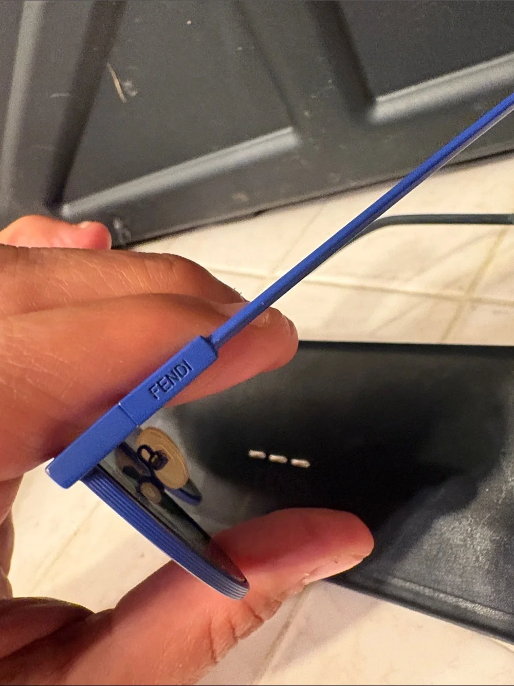 Fendi Blue and Silver Round Metal Sunglasses